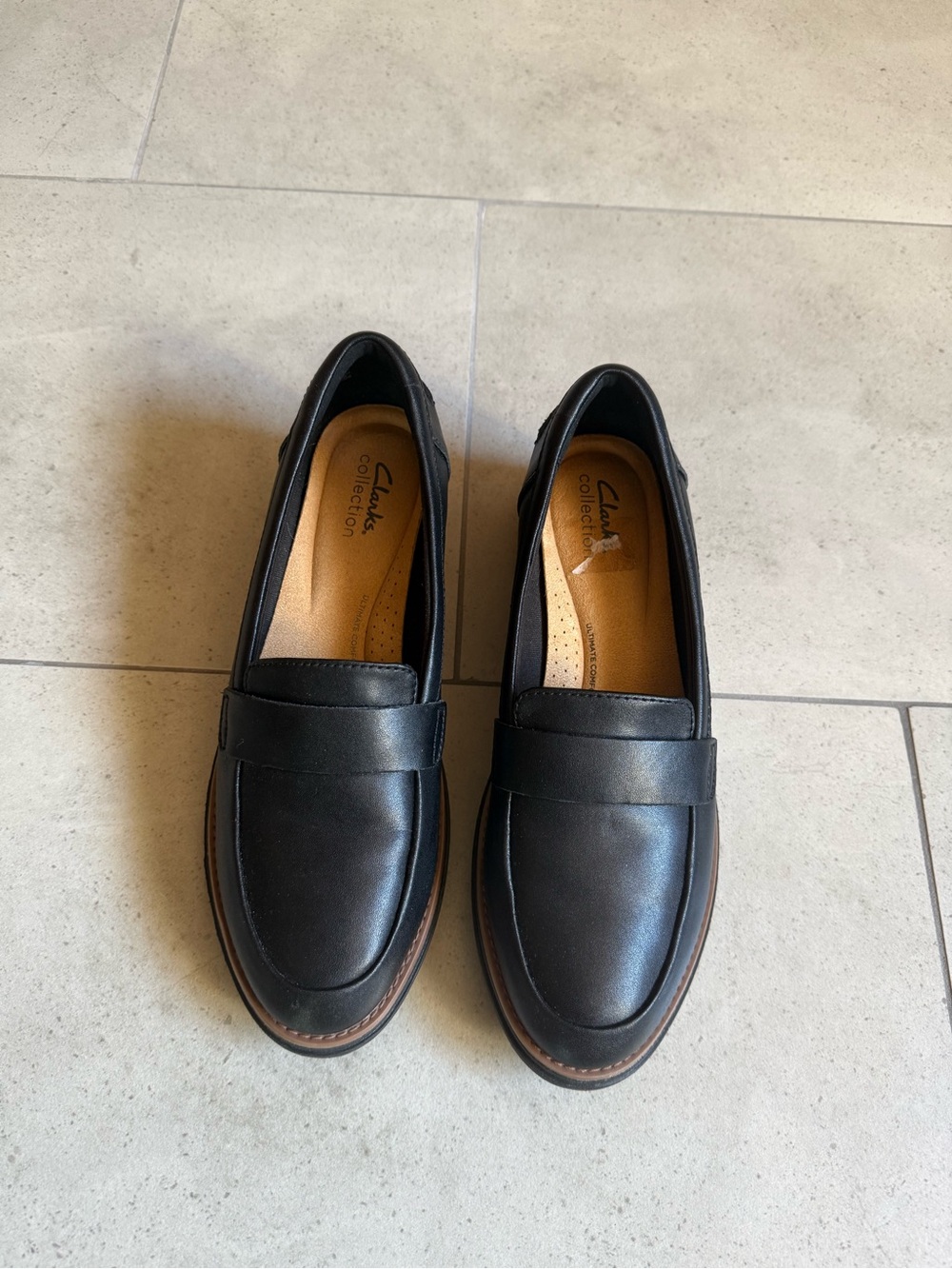 Clarks Black Leather Loafers